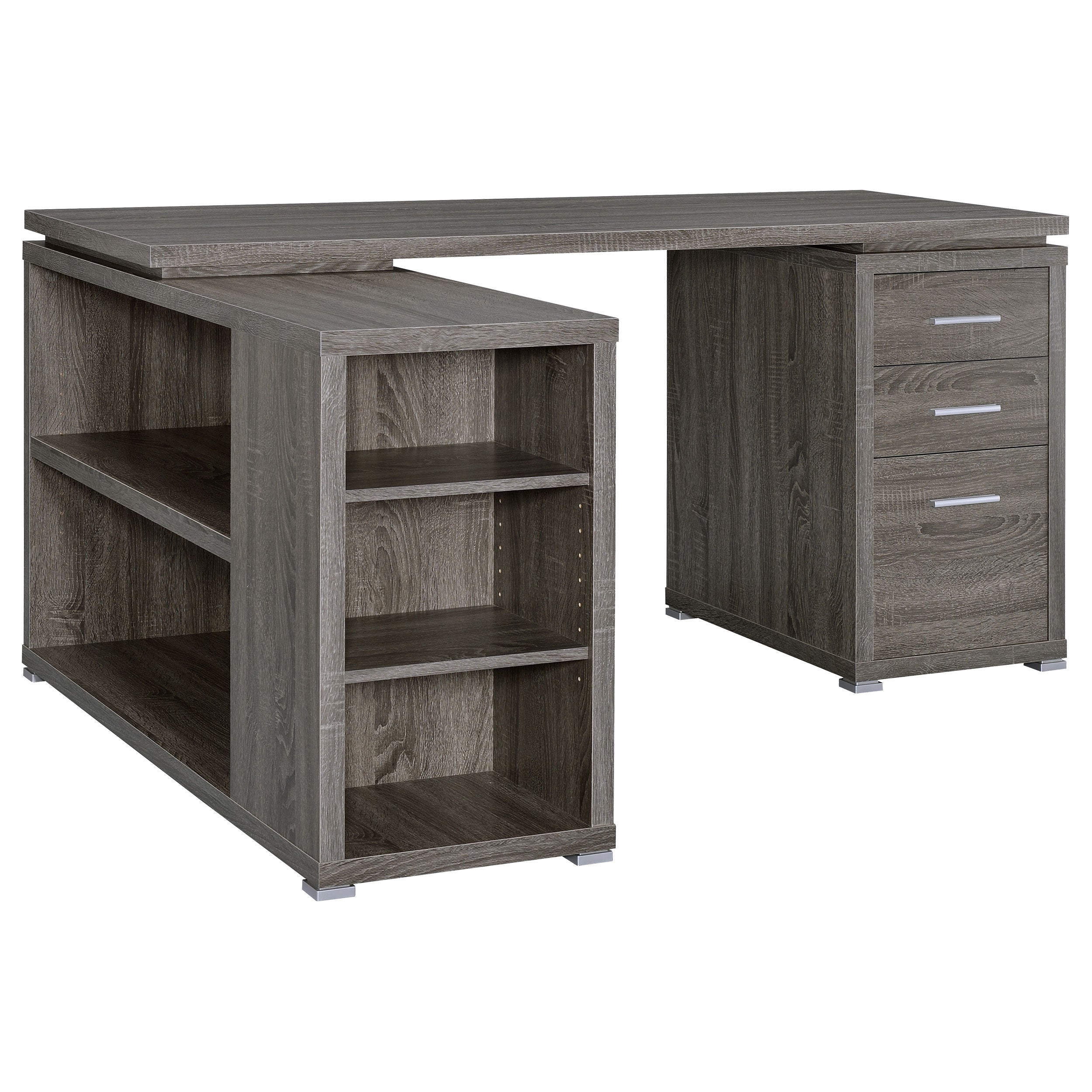 Tona Weathered Grey 3-Drawer L-shape Desk