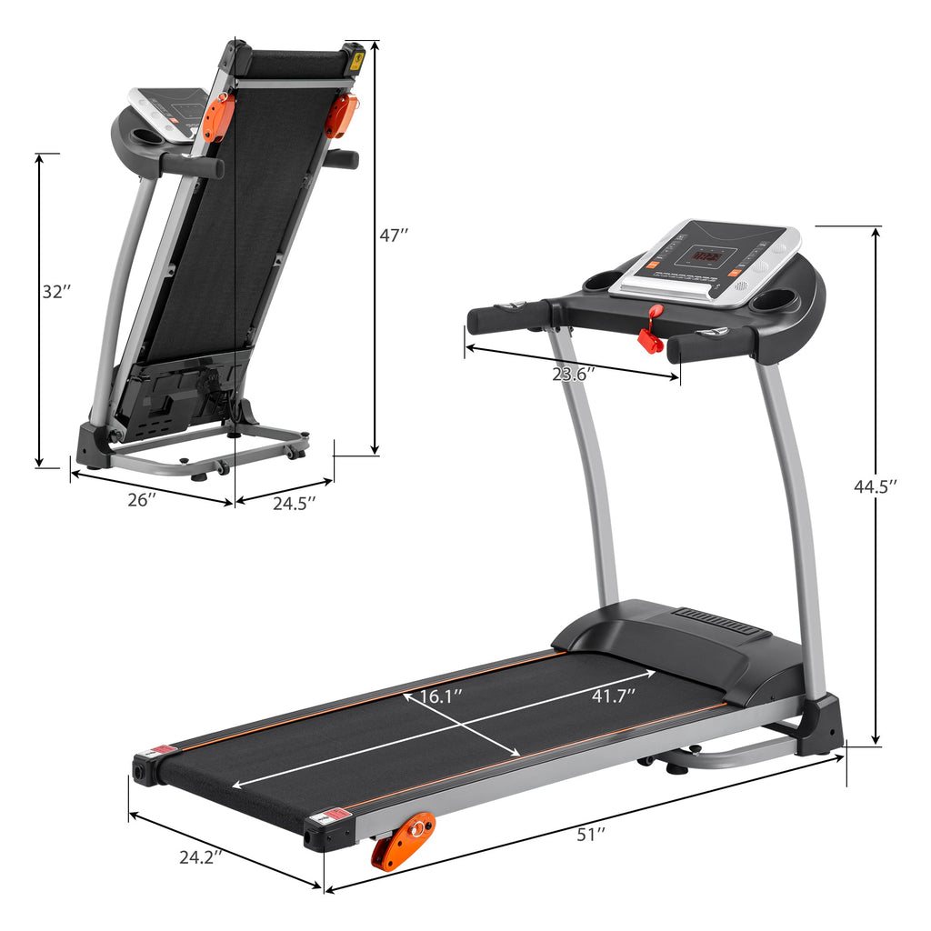 Treadmills for Home,Foldable Treadmill with Incline, 300LBS Capacity Motorized Treadmills for Running Walking Exercise,2.5HP Quiet Treadmill Machine for Home with Heart Rate Sensors & Speaker