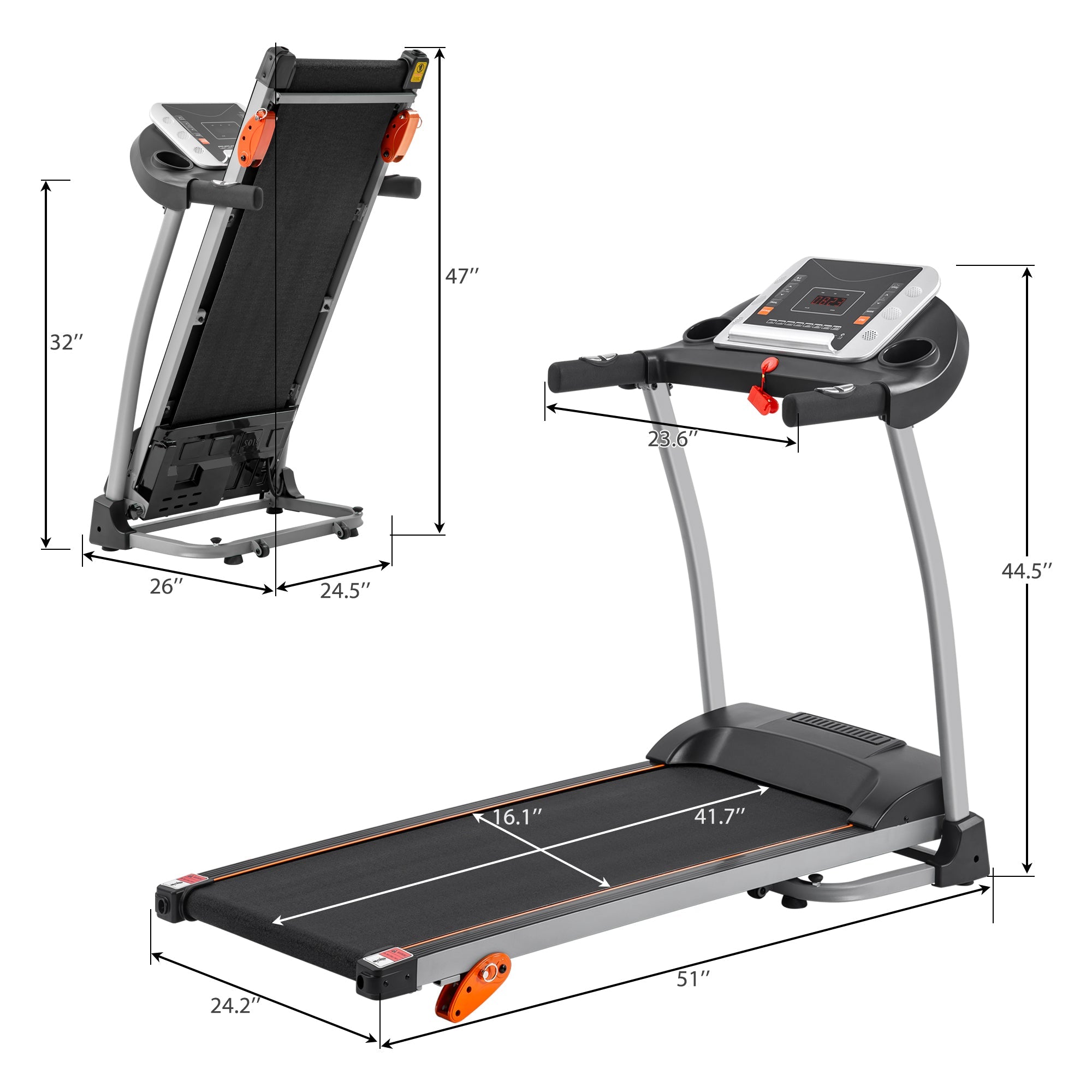 Treadmills for Home,Foldable Treadmill with Incline, 300LBS Capacity Motorized Treadmills for Running Walking Exercise,2.5HP Quiet Treadmill Machine for Home with Heart Rate Sensors & Speaker