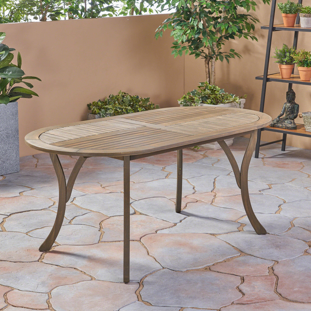 Acacia Wood 70' Dining Table - Stylish Gray Outdoor Table
