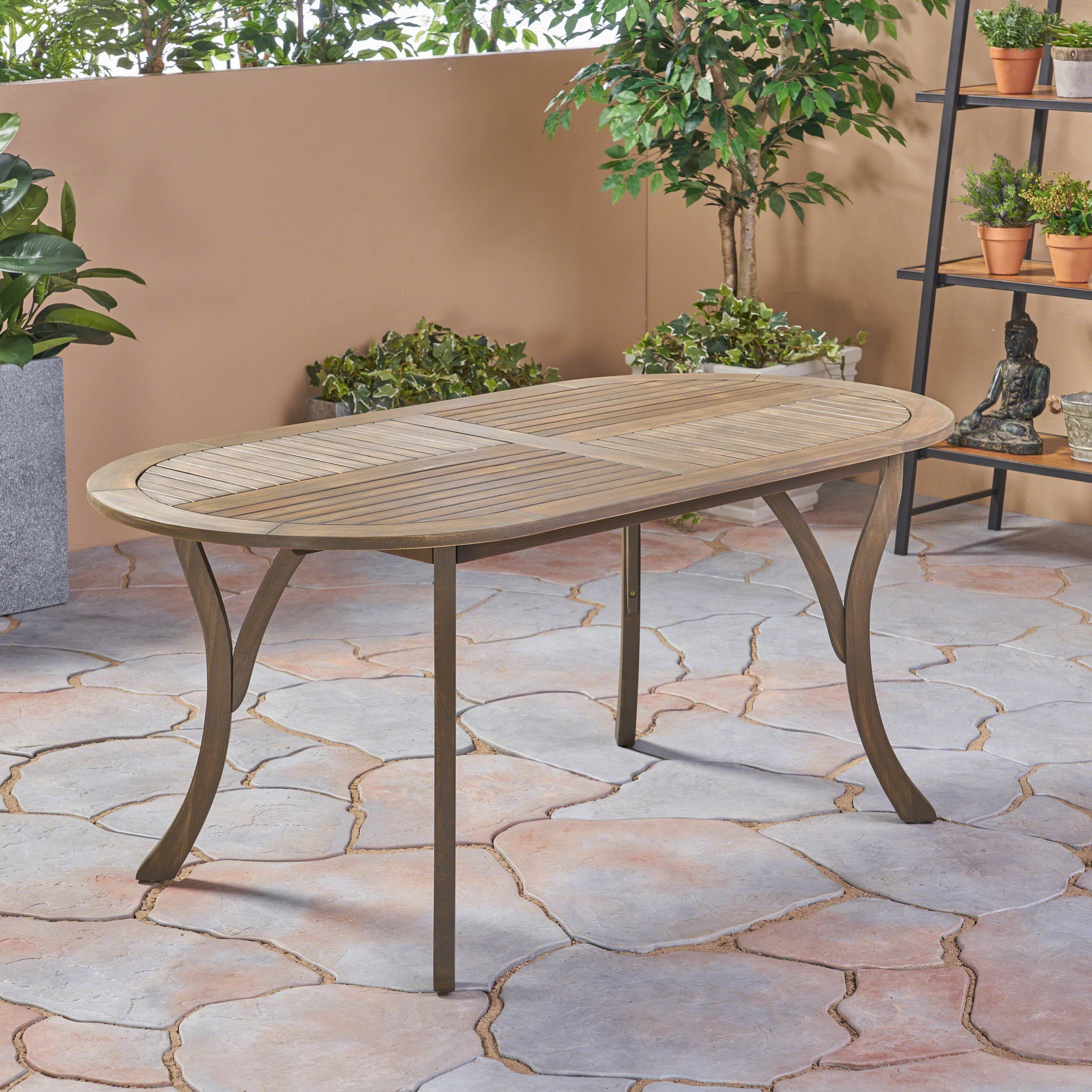 Acacia Wood 70' Dining Table - Stylish Gray Outdoor Table