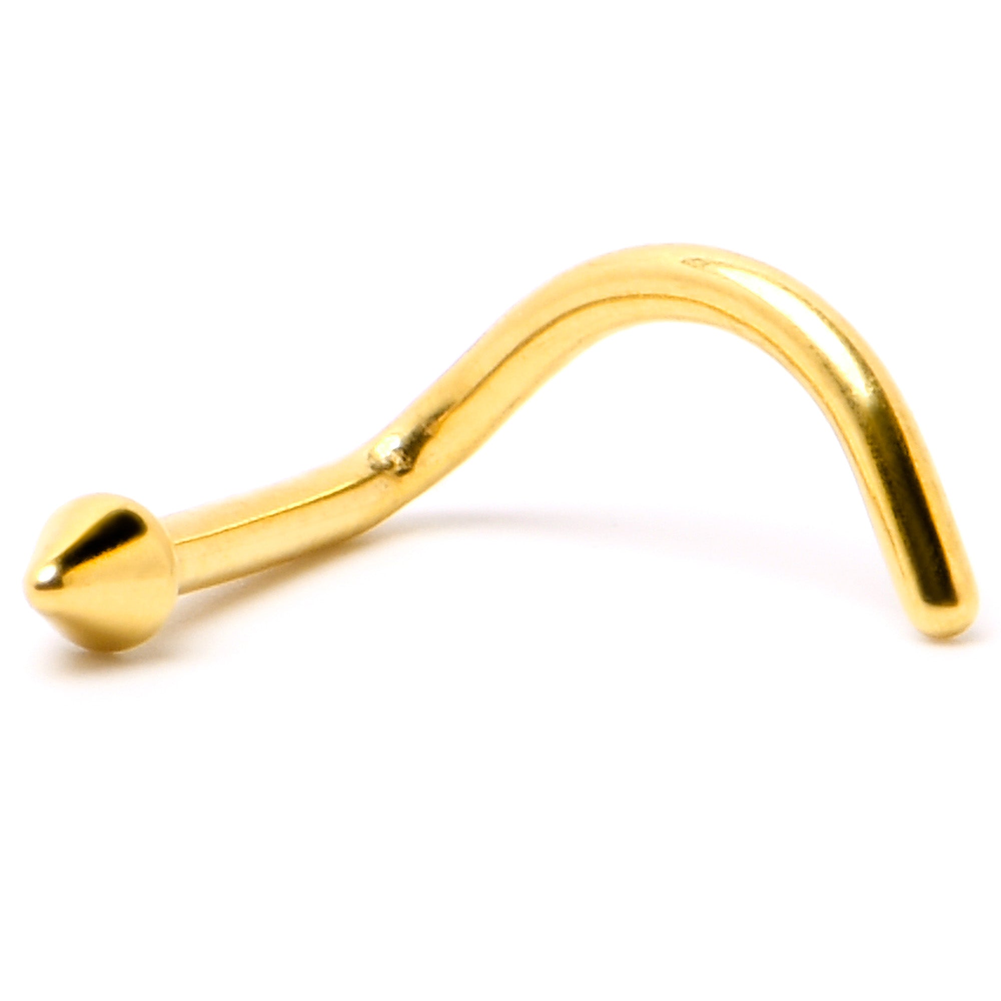 18G 1/4 Gold Hue ASTM F-136 Implant Grade Titanium Cone End Left Side Nose Screw