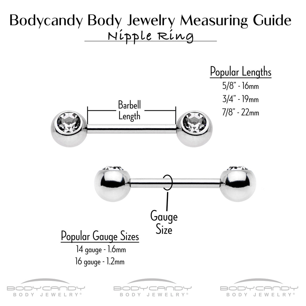 14G 9/16 Clear CZ Gem Honey Bees Barbell Nipple Ring Set