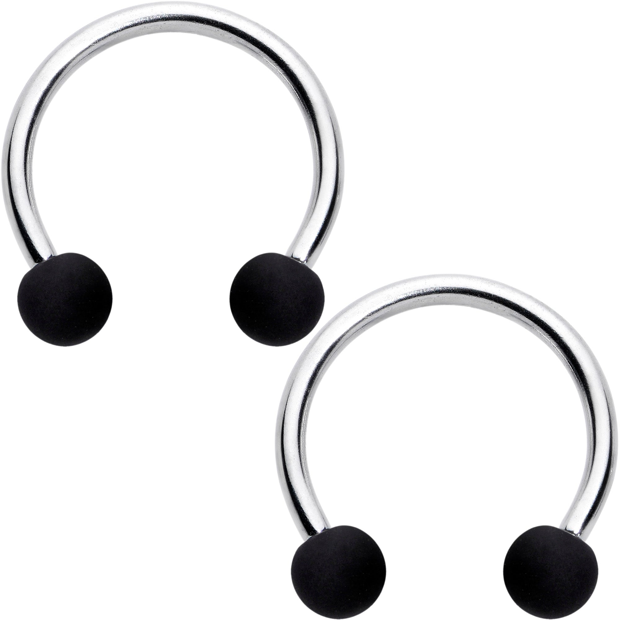 16G 3/8 Matte Black Blue Teal Horseshoe Circular Barbell Set of 6