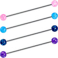 14G Pink Blue Purple Faux Opal Pack Industrial Barbell Set of 4