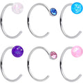 20G 5/16 Nose Hoop Gem Faux Opal Pack Pretty Nose Ring Set of 6