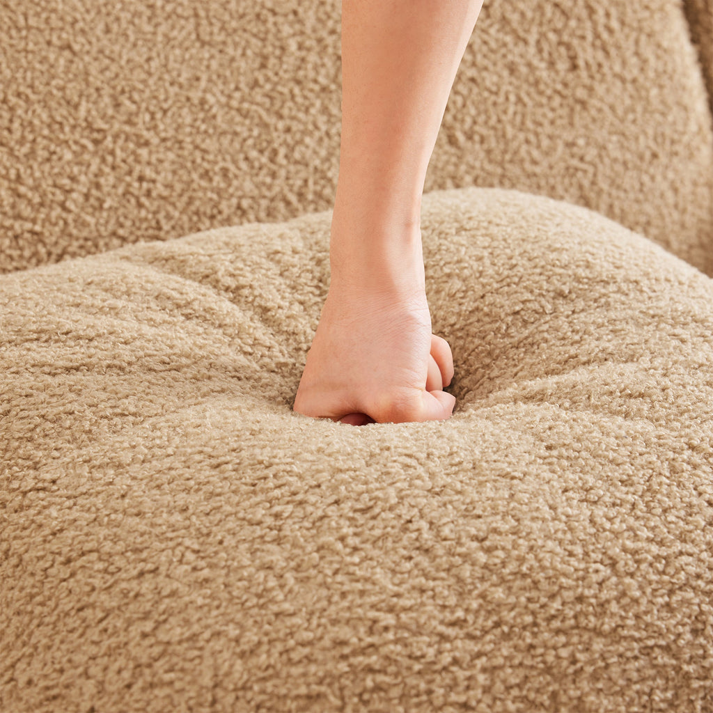 U-Shaped Boneless Sofa,Teddy Fabric No assembly required   Curved armrest,Anti-slip Design,Streamlined Design 32D High Density Sponge,Full Compression Vacuum Packag,For Studies living Rooms,Camel