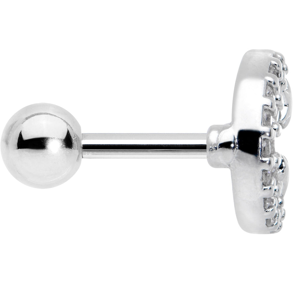 16G 1/4 Clear CZ Gem Starry Crescent Moon Cartilage Tragus Earring