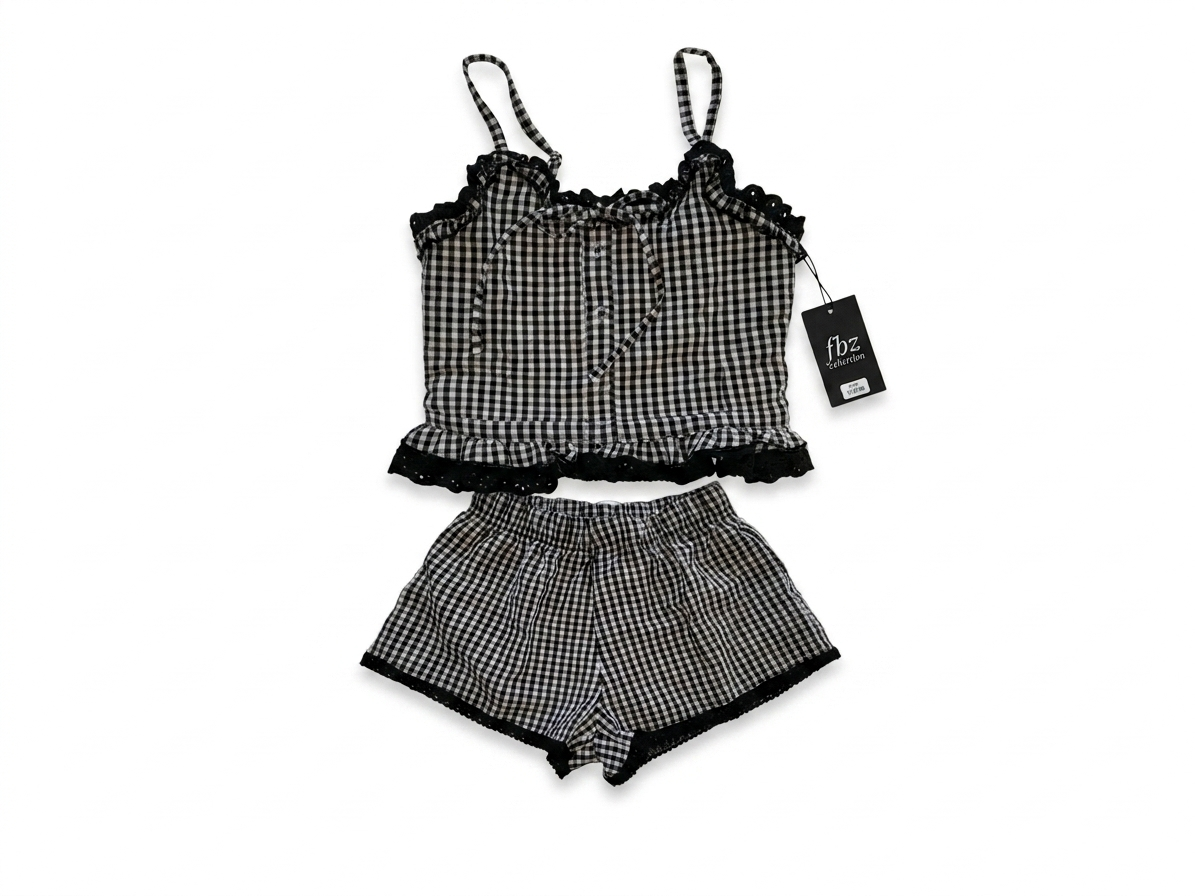 FBZ - Girls 2 pc Gingham Top & Shorts Set
