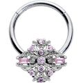 16G 3/8 Pink Gem Opulent Cross Hinged Segment Ring