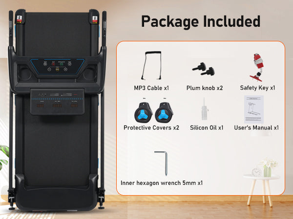 Folding Treadmills for Home Small, 3.0HP Portable Treadmill with 8% Incline,10MPH Walking Pad with Incline, 300 LBS Walking Pad Treadmills with Bluetooth, Heart Rate Sensors,Charge Station