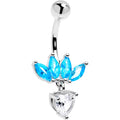 Blue Clear Gem Quartet Heart Dangle Belly Ring
