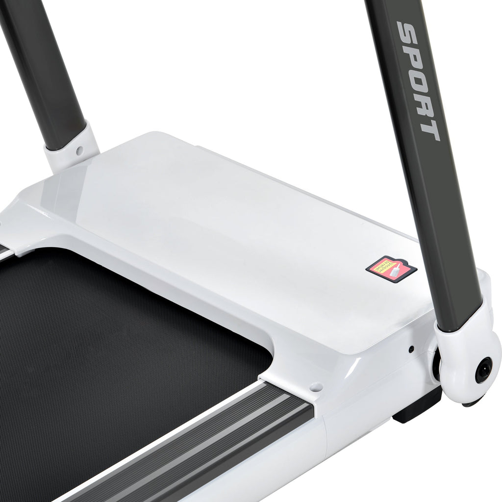 FITIME Portable Compact Treadmill with Electric Motorized 3.5HP, Bluetooth Speaker, White Metal, Medium Size