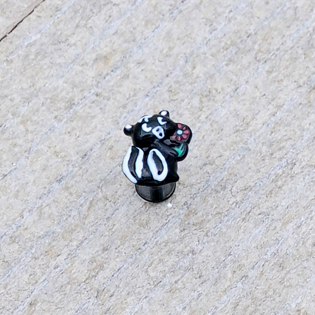 16G 5/16 Black Funky Skunk Labret Monroe Tragus