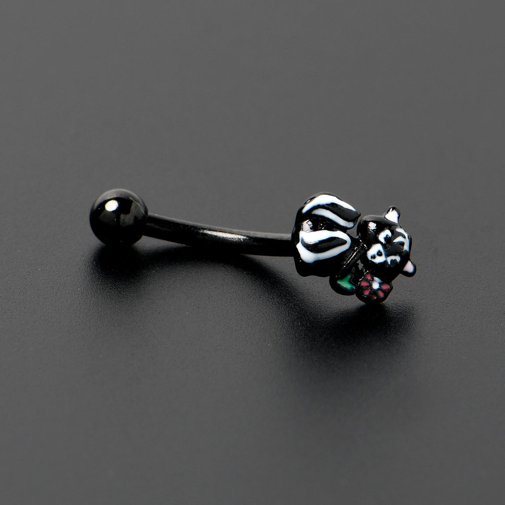16G 5/16 Black Funky Skunk Curved Eyebrow Ring