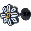16G 1/4 Black Pretty Daisy Flower Labret Tragus