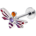 16G 5/16 Purple Yellow Gem Dragonfly Stripe Labret Monroe Tragus