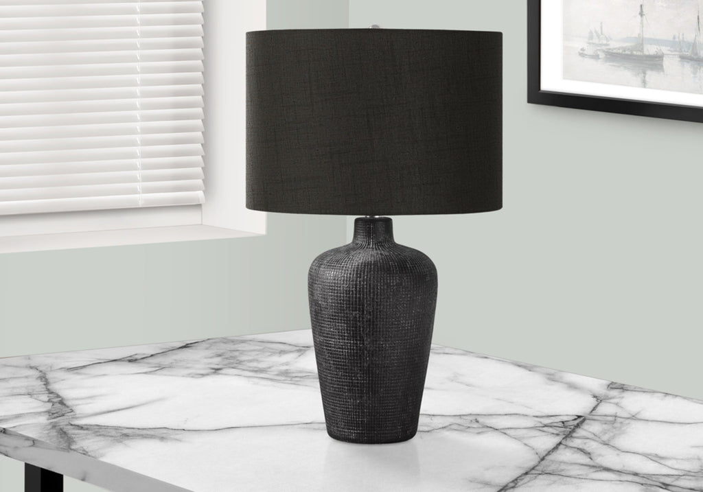 Lighting, Table Lamp, 24'h, Black Ceramic, Black Shade, Contemporary