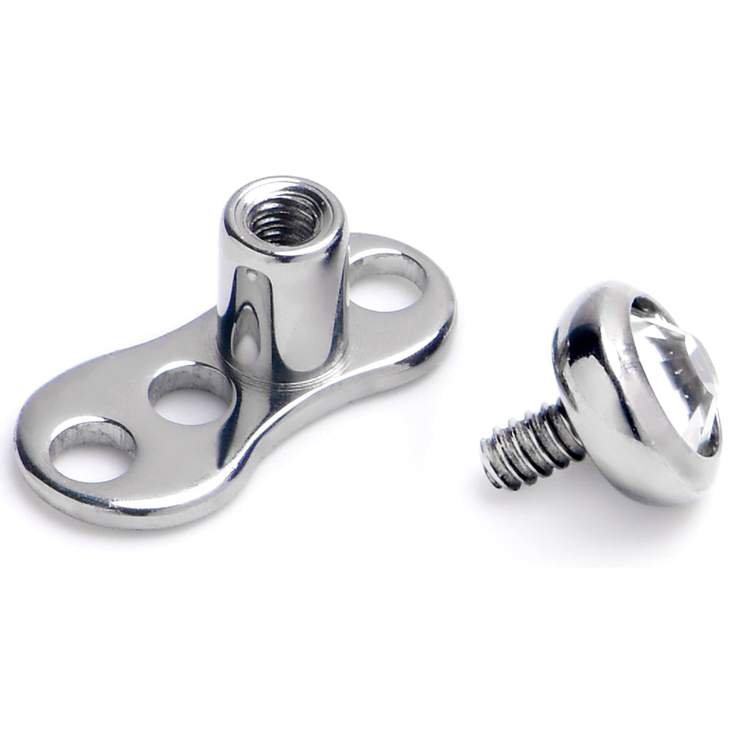 16G 3mm Gem Bezel Top 3 Hole Dermal Implant Grade Titanium Anchor Base