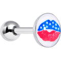 16G 1/4 Inlay Patriotic Kissy Lips Cartilage Tragus Earring