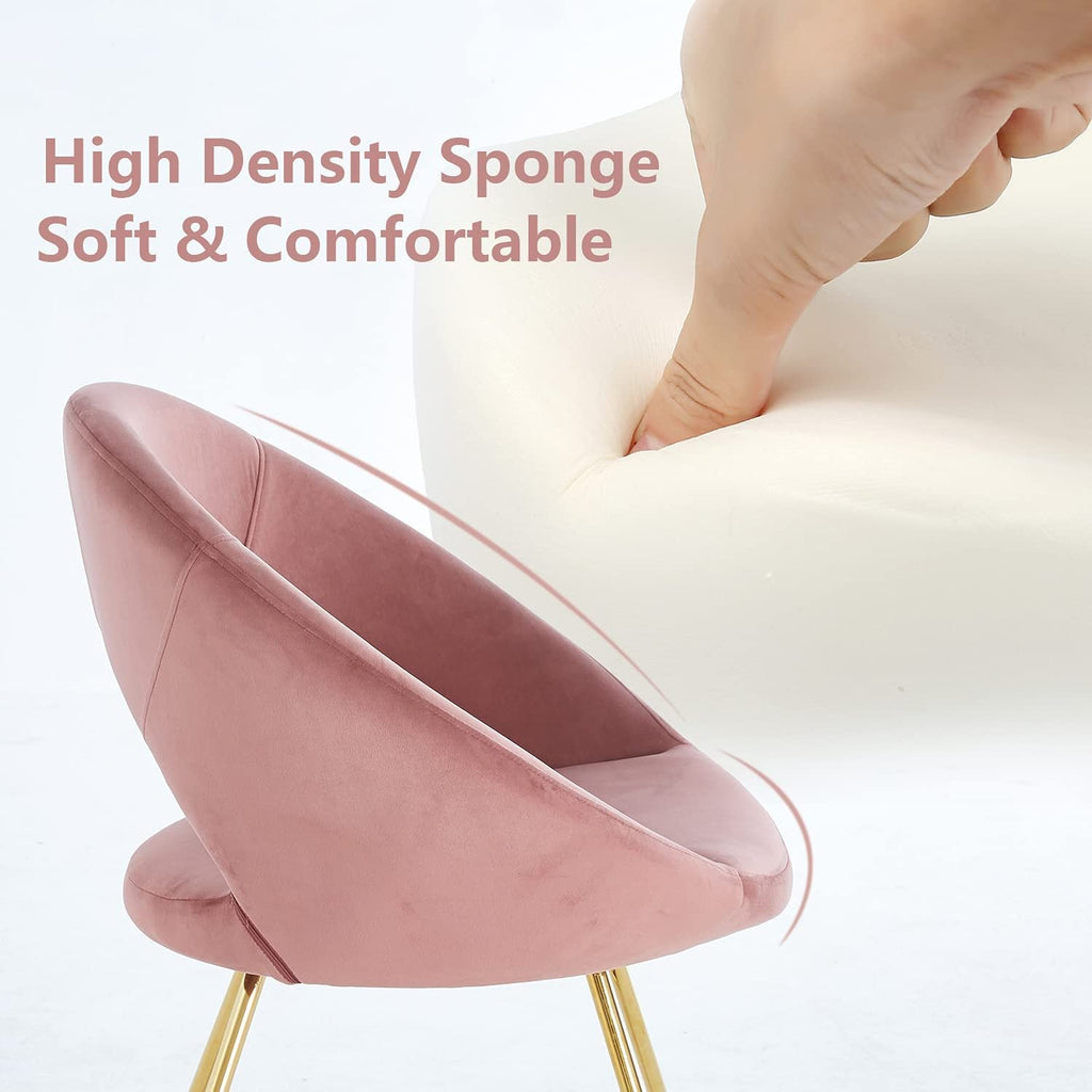 Modern Accent Velvet Chairs Set of 2 Dining Chairs Single Sofa Comfy Upholstered Arm Chair Living Room Furniture Mid-Century Leisure Lounge Chairs with Golden Metal Frame Legs