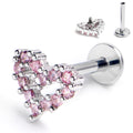 16G 5/16 Pink CZ Gem Open Heart Internally Threaded Labret Tragus