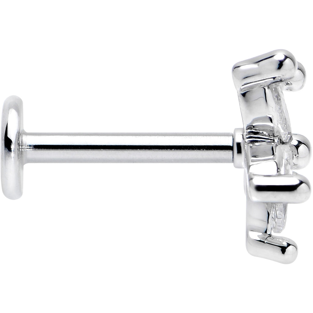 16G 5/16 Clear CZ Gem Flower Fantastic Internally Threaded Labret
