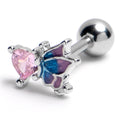 16G 1/4 Pink Gem Heart Butterfly Purple Cartilage Tragus Earring