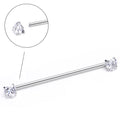 14G Clear CZ Gem Heart Internally Threaded Industrial Barbell 38mm