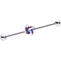 14G Patriotic Pinwheel Industrial Barbell 38mm