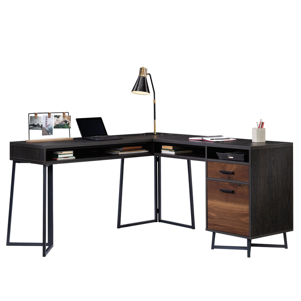 L-Shaped Desk, Dark Walnut finish