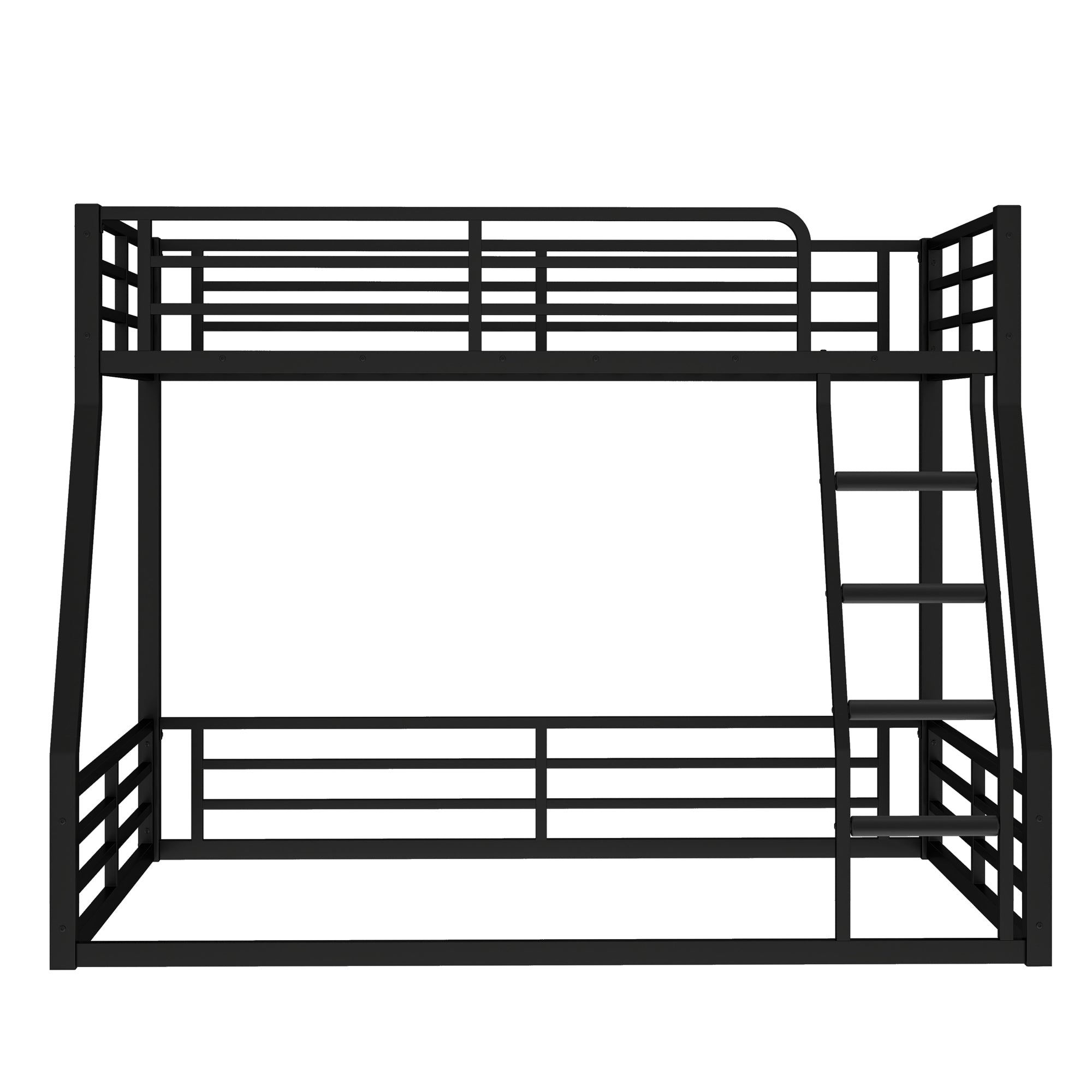 Metal Bunk Bed, Twin over Full Floor Bunk Bed Frame,Heavy-Duty Bunk Bed for Kids, Teens, Adults, Noise-reduced Design, Black