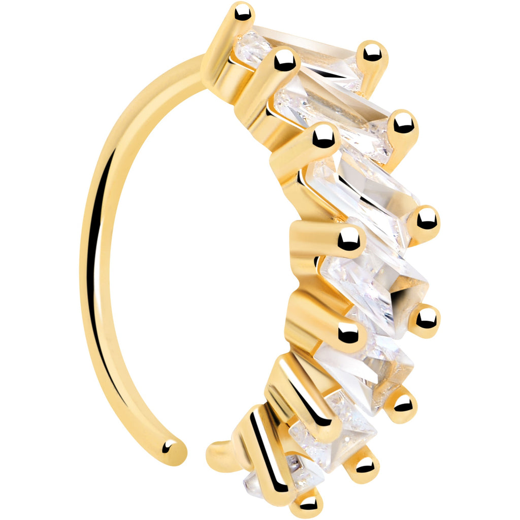 20G 5/16 Gold Toned Princess Cubic Zirconia Bendable Hoop