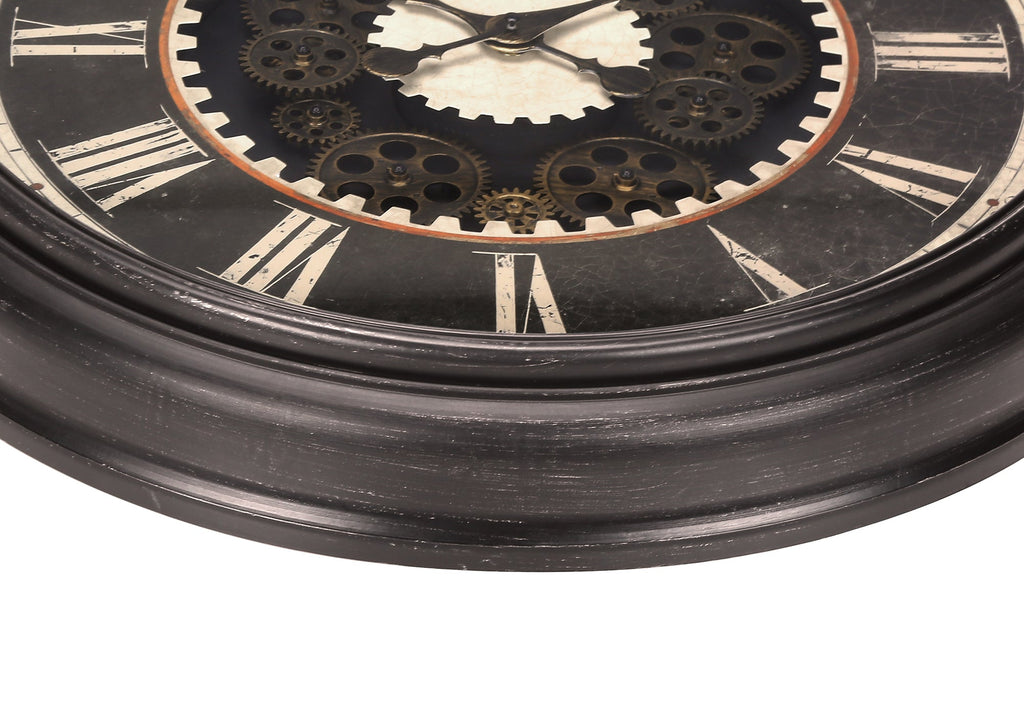 Clocks, 23' Round, Gear Mechanism, Wall Clock, Brown, Transitional