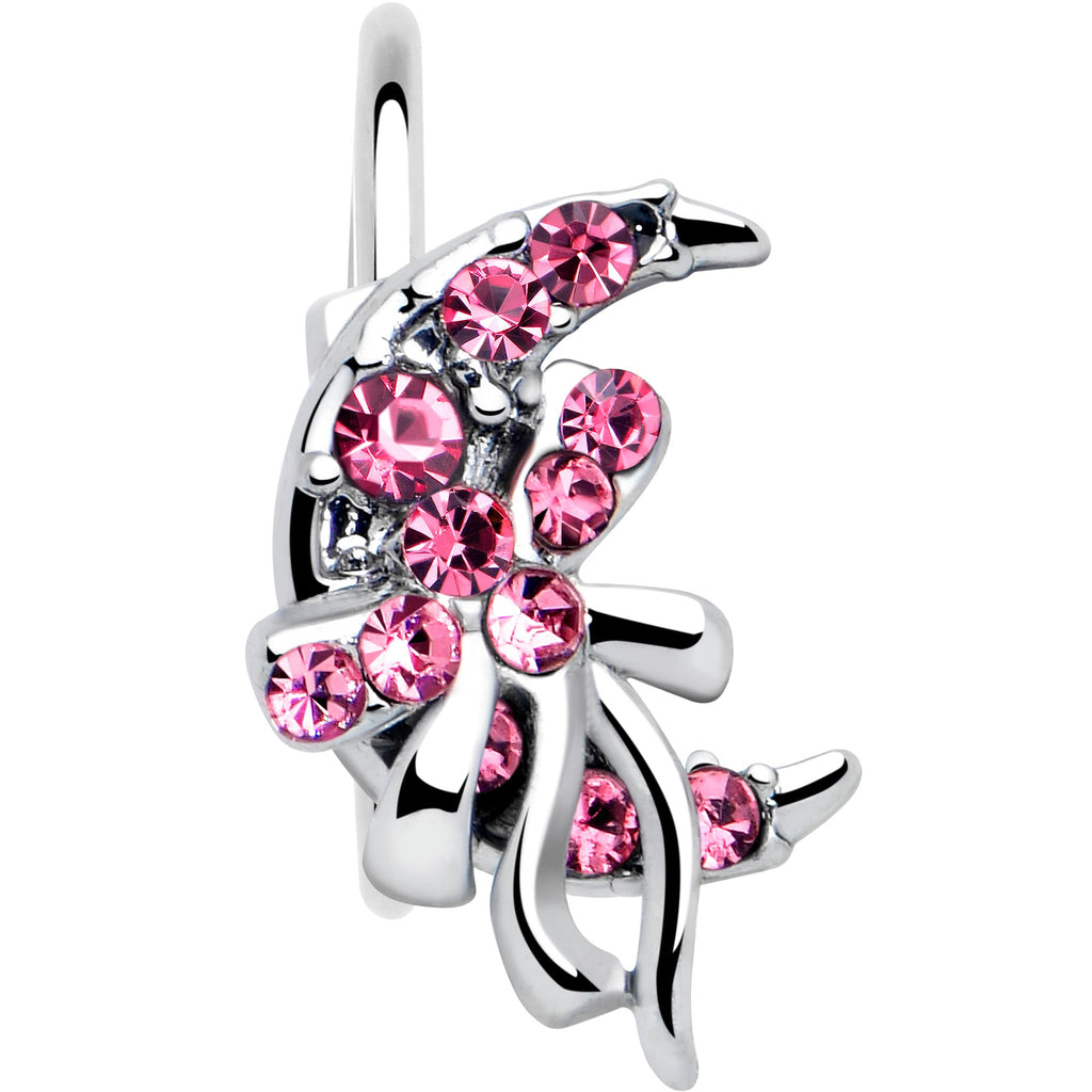 20G 5/16 Pink Gem Cartilage Helix Hoop Earring