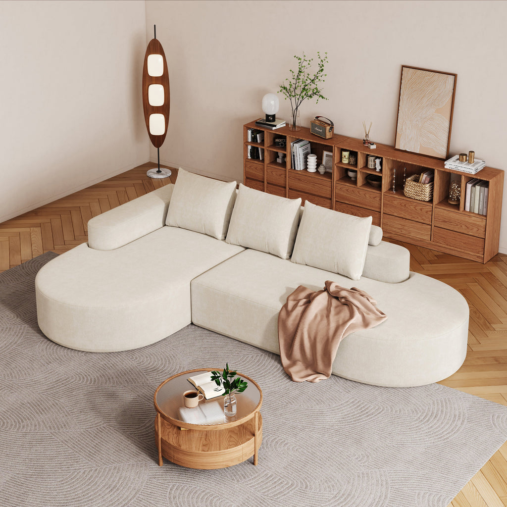Modern Curved sofa ,Chenille Upholstered Sectional Sofa Couch Set,Modular 108.5' L Shaped Sectional Living Room Sofa Set With 3 Pillows,Free Combination Sofa Couch for Living Room,Bedroom