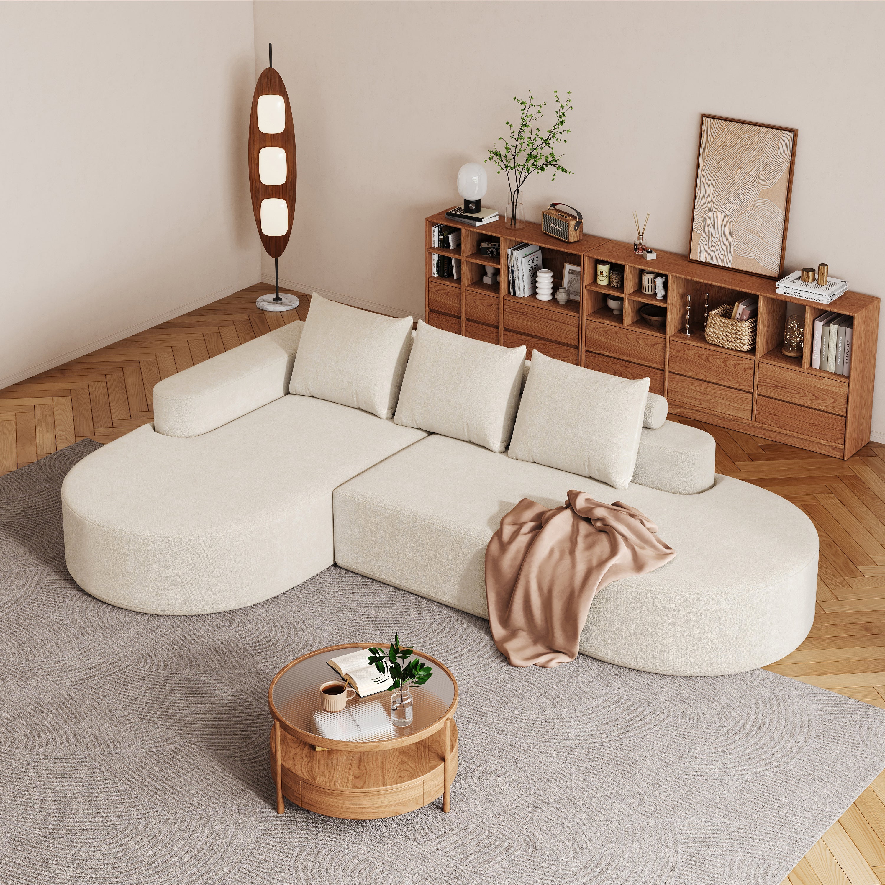 Modern Curved sofa ,Chenille Upholstered Sectional Sofa Couch Set,Modular 108.5' L Shaped Sectional Living Room Sofa Set With 3 Pillows,Free Combination Sofa Couch for Living Room,Bedroom