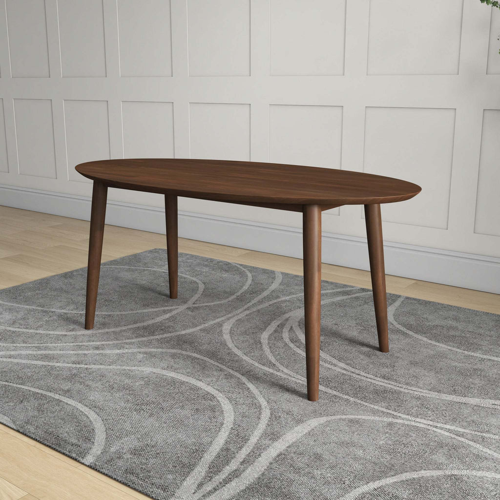 Ada Mid Century Modern Solid Wood Walnut Oval Dining Table for Dining Room or Kitchen 29.5'H x 35.4'D x 66.9'W Kitchen Dining Room Dinner Pedestal Table,Space Saving Wood Kitchen & Dining Room