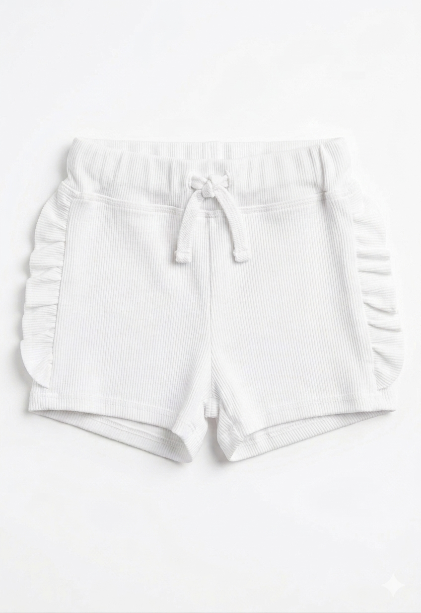 COZII - Ruffle Side Short, White