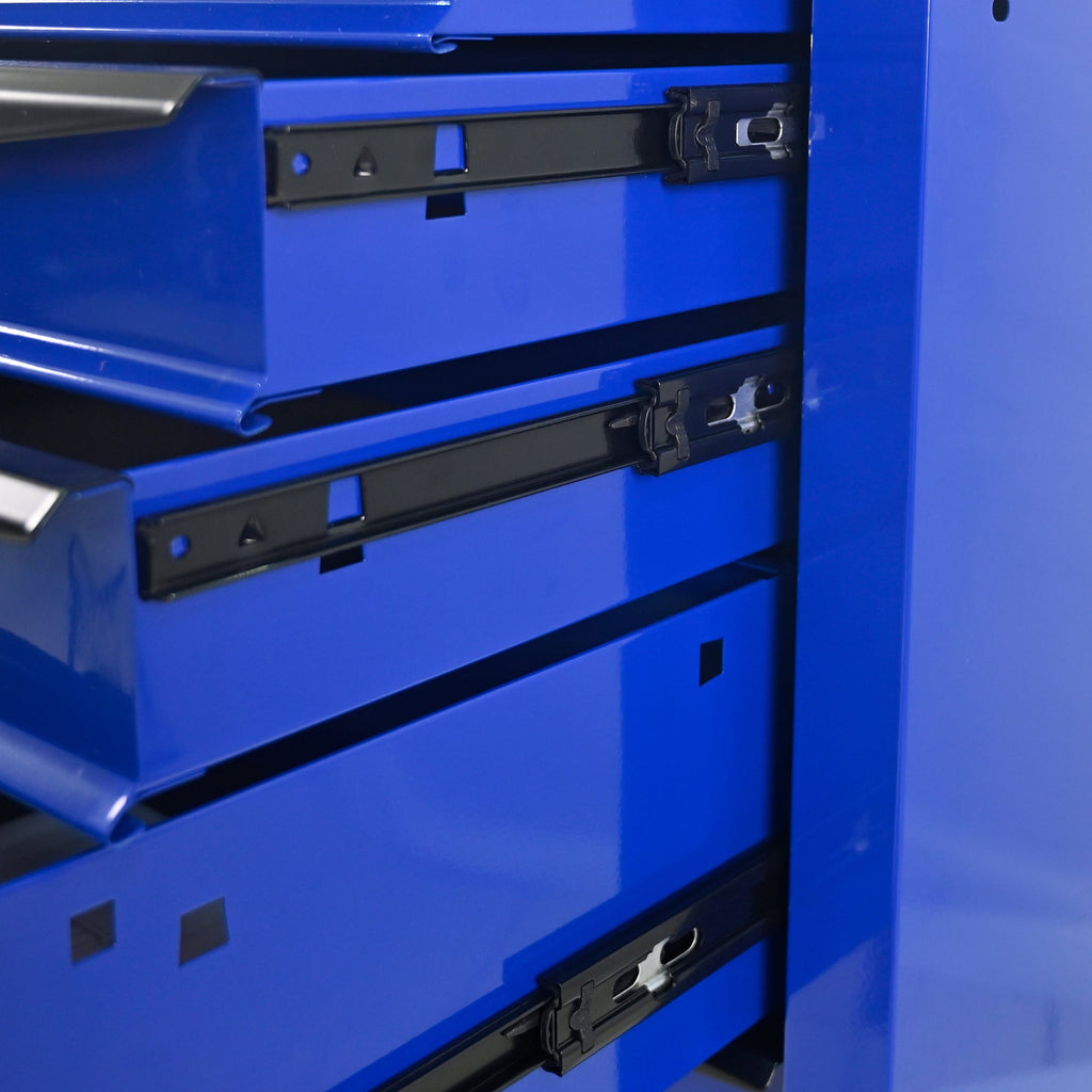 5 Drawers Multifunctional Tool Cart with Wheels,Metal Rolling Tool Cart Storage for Garage Workshop Warehouse Repair Shop--With Stainless Steel Roof- BLACK&BLUE