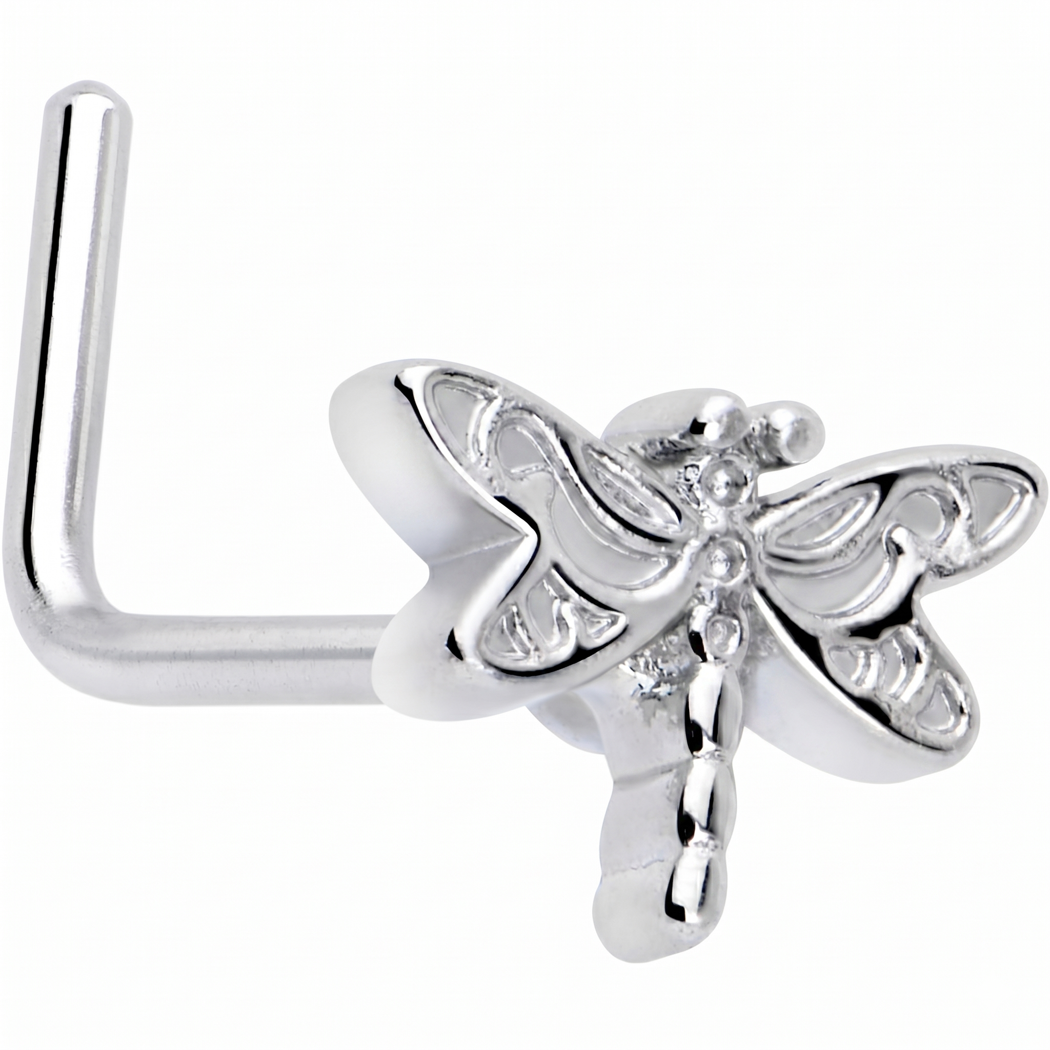 20G 7mm Dragonfly Colors L Shape Nose Ring