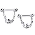 14G 9/16 Clear Gem Scrolling Elegance Dangle Nipple Ring Set