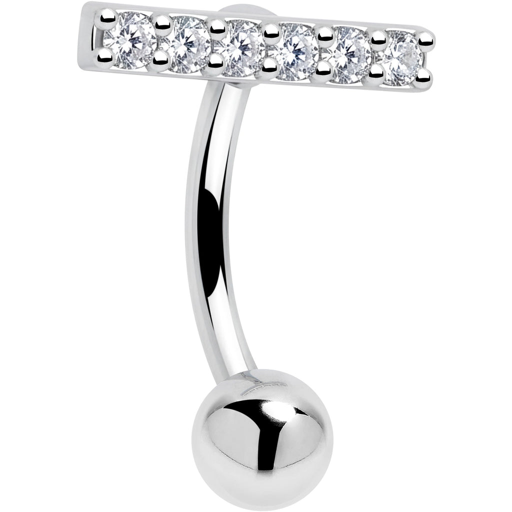 Clear CZ Gem Luxe Bar Belly Ring