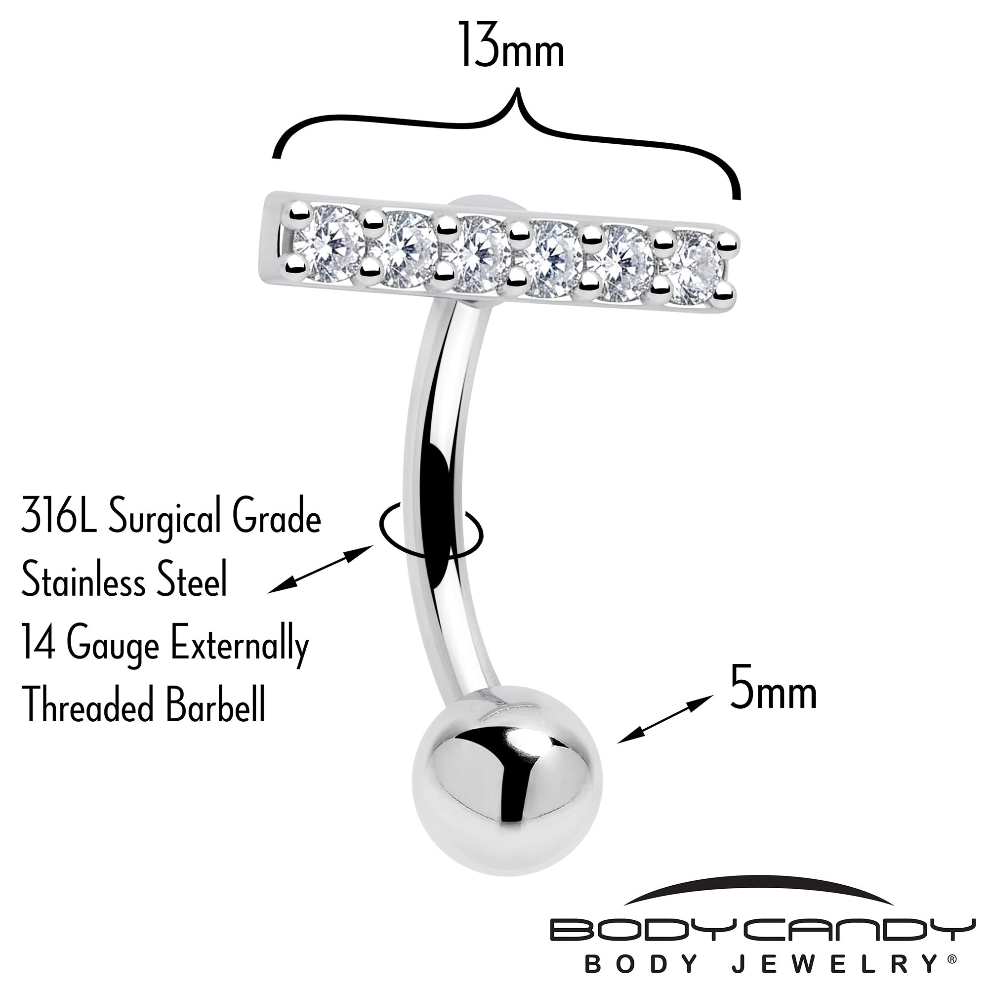 Clear CZ Gem Luxe Bar Belly Ring