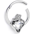 16G 3/8 Clear Gem Strawberry Love Hinged Segment Ring