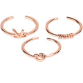 Knot Bow Rosy Adjustable Toe Ring Set of 3