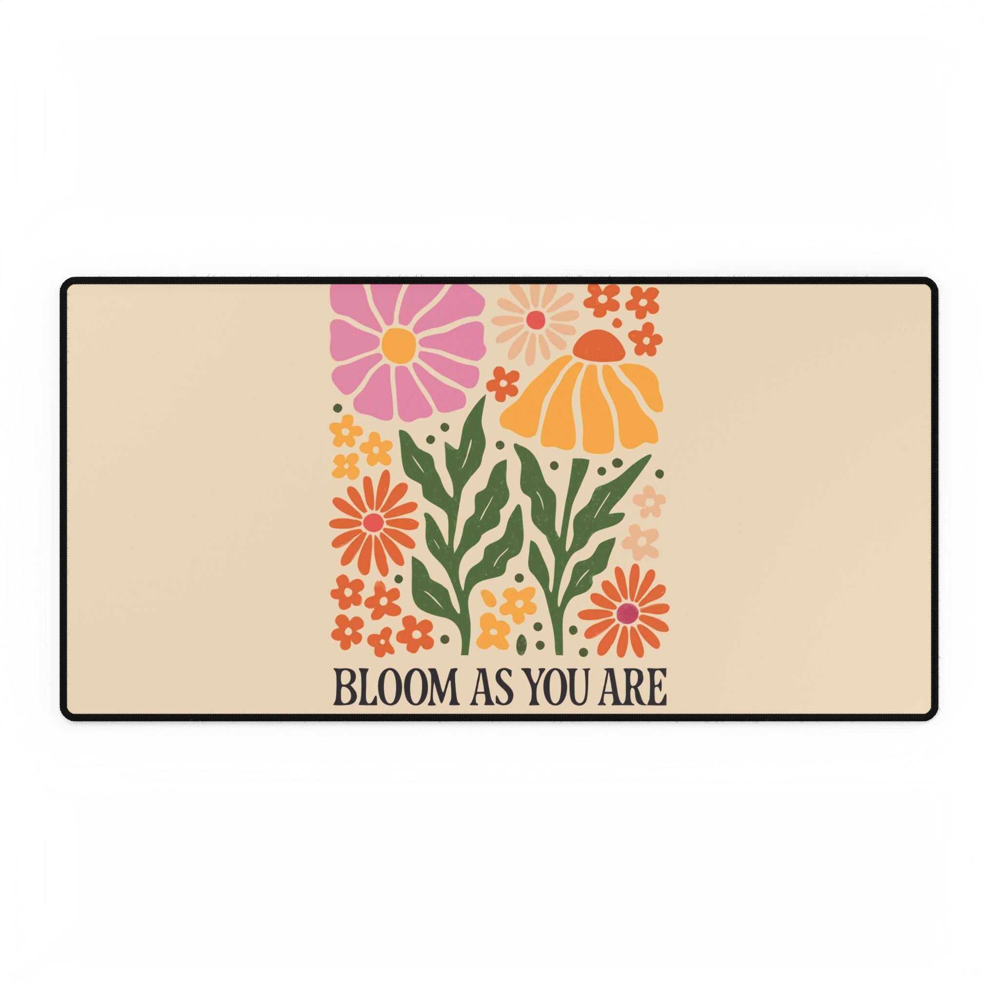 Bloom As You Are Floral Desk Mat | Earthy Botanical Mouse Pad for Cozy Workspaces