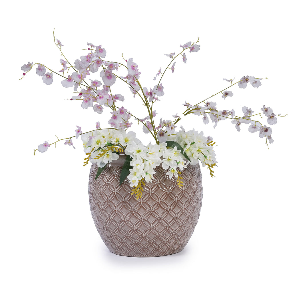 3 Pieces Ceramic Flowerpot, Modern Planter for Patio, Garden or Windowsills - Antique Yellow