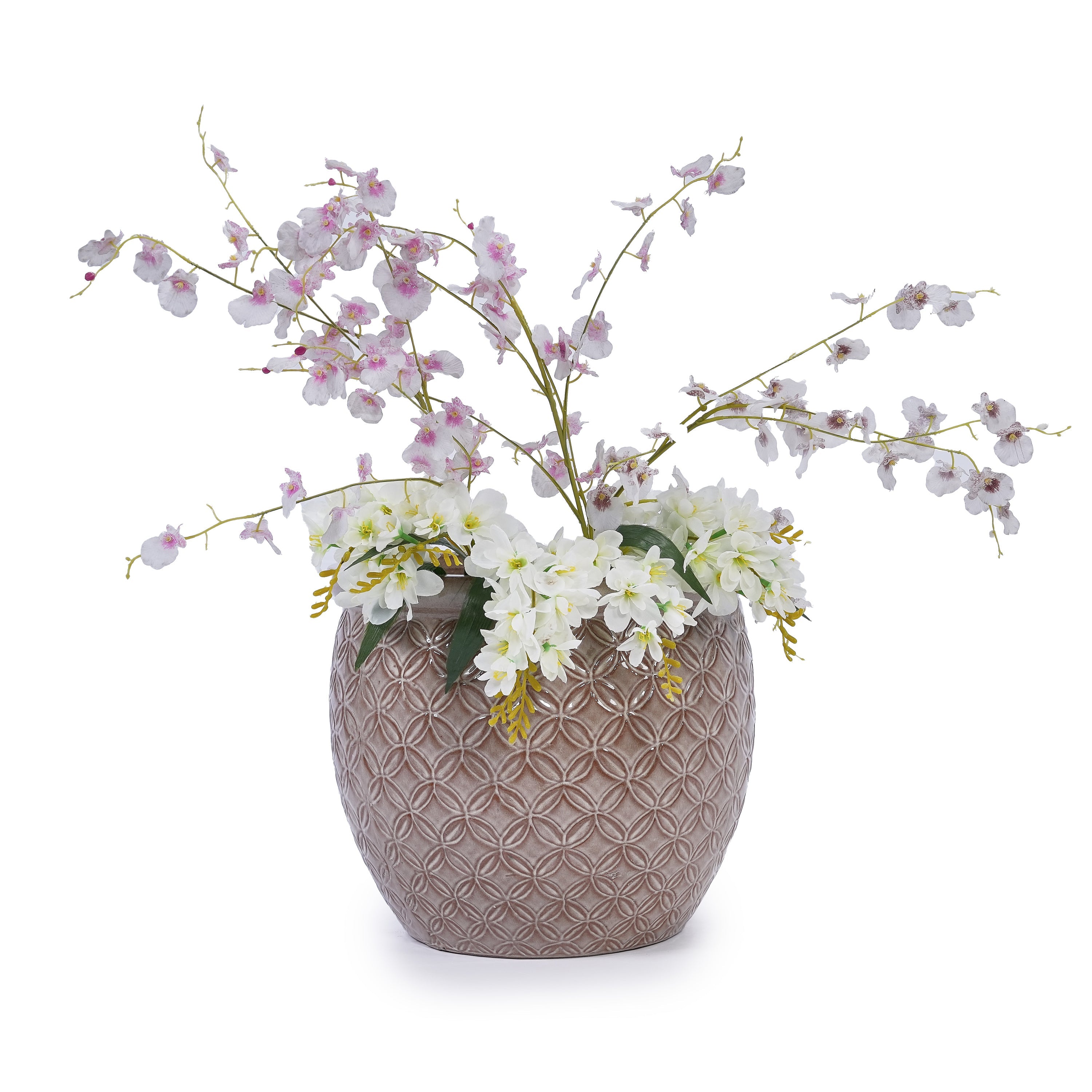 3 Pieces Ceramic Flowerpot, Modern Planter for Patio, Garden or Windowsills - Antique Yellow