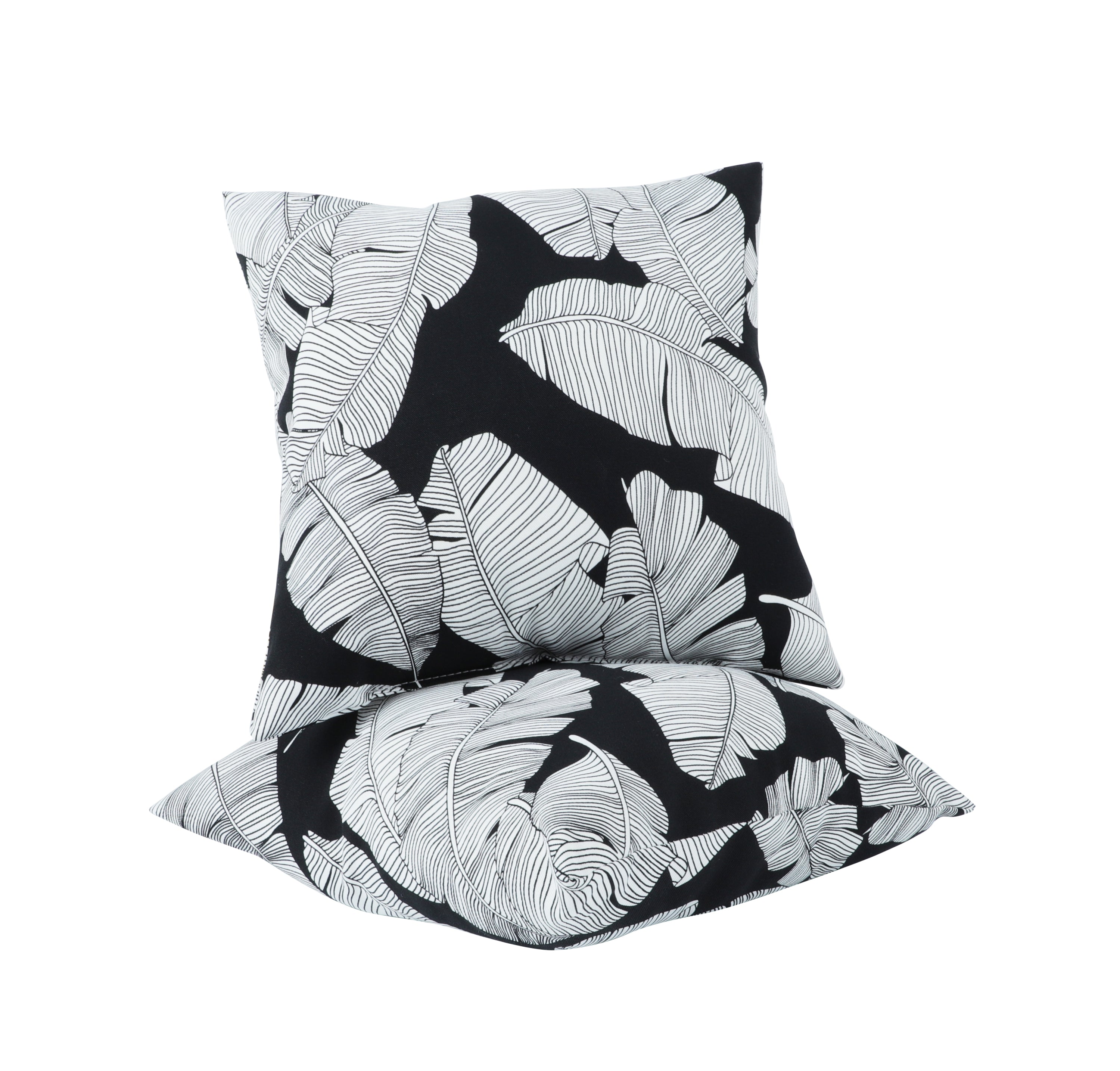 2 Pack Outdoor Throw Pillows, Waterproof & Fade-Resistant Patio Cushions for Garden, Porch, Poolside Furniture - Soft & Comfortable Decorative Pillow Covers (18x18 Inch,Black Leaf )